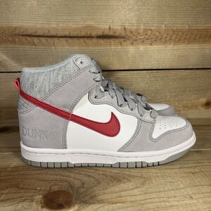 NEW Size 3.5Y Nike Dunk High Athletic Smoke Club Grey Red White Shoes DH9750-001